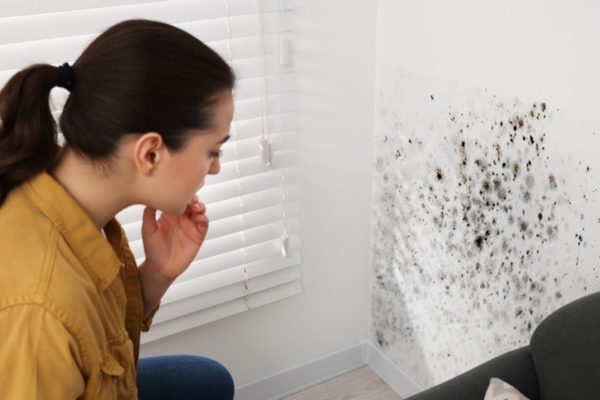 Mold growth from water damage in home