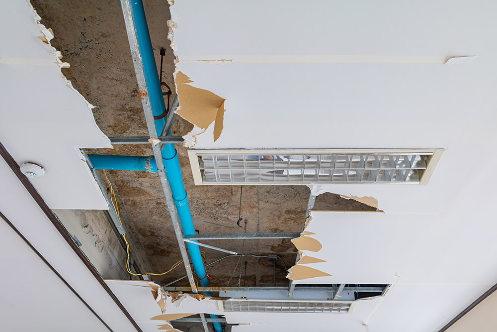 water damage on roof